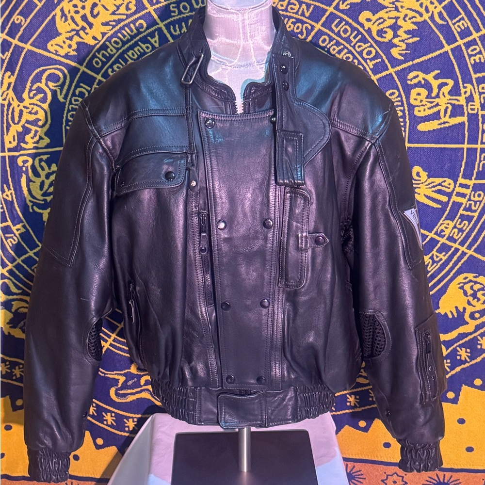 Vintage Vent Tech Leather Biker Jacket w/ Detachable Insulation
